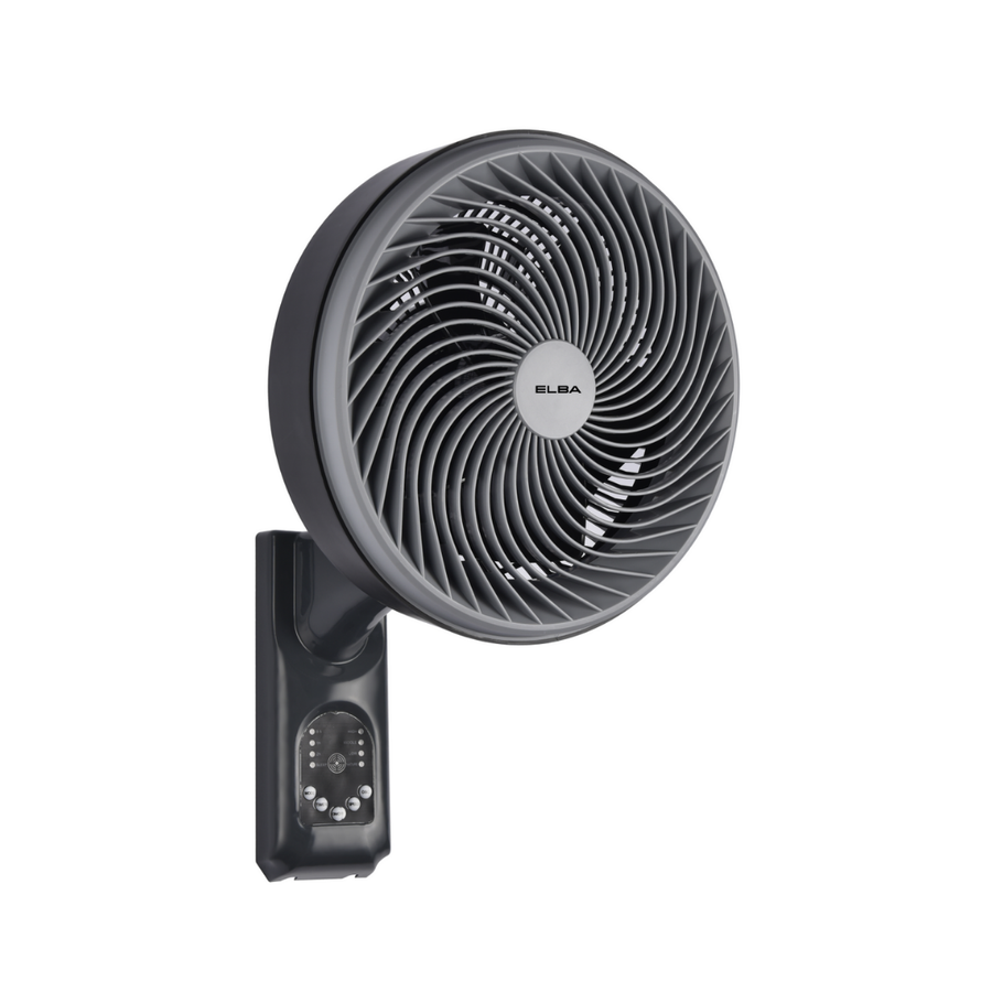 10" Digital Wall Fan - 5 Blades, Digital Panel, Remote Control - Black (10 inches/110W)