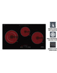 Built-in Ceramic Hob ECH-K7013ST(BK) Triple Cooking Zones, Schott Ceran® Glass