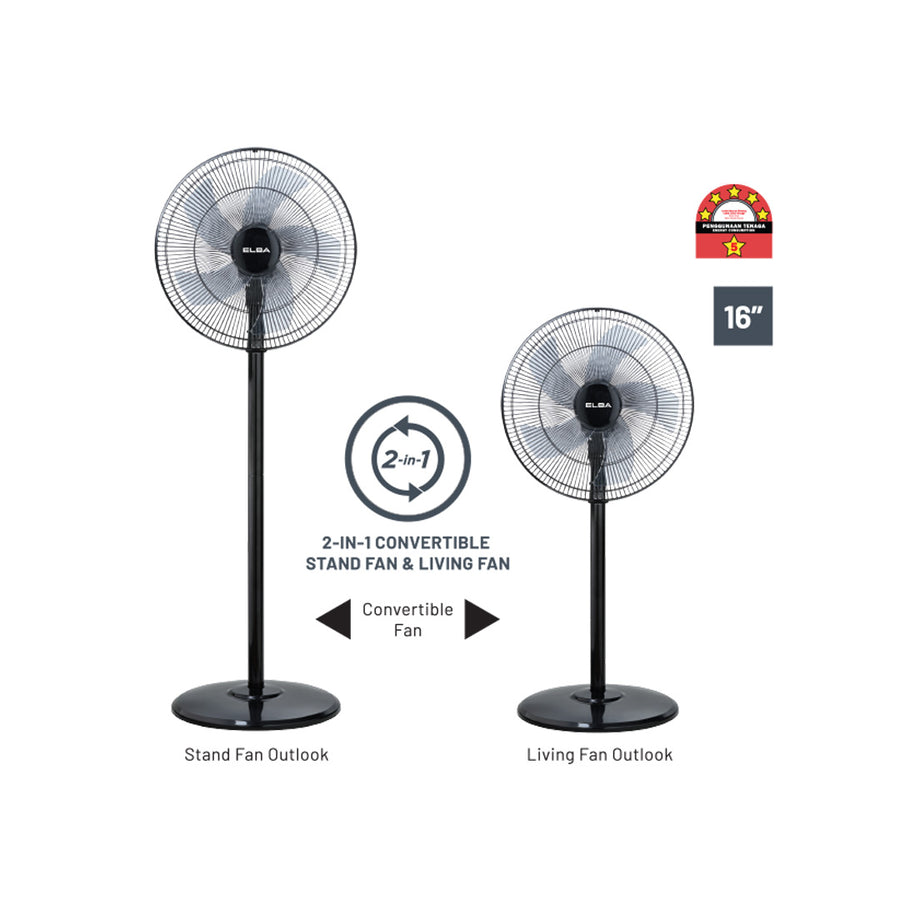 2-in-1 Convertible Stand Fan ESF-H1648(BK)